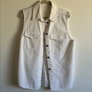H&M White Long Denim Vest
